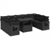 Image de vidaXL Ensemble de 10 canapés de jardin avec coussins noir poly rotin