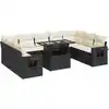 Image de vidaXL Ensemble de 10 canapés de jardin avec coussins noir poly rotin