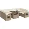 Image de vidaXL Ensemble de salon de jardin 10 pièces avec coussins Beige Poly Rattan