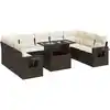 Image de vidaXL Ensemble de salon de jardin 10 pièces avec coussins Marron Poly Rattan