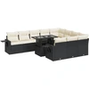 Image de vidaXL Ensemble de salon de jardin 11 pièces avec coussins noir poly rotin