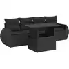 Image de vidaXL Ensemble de salon de jardin 5 pièces avec coussins noir poly rotin