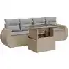 Image de vidaXL Ensemble de salon de jardin 5 pièces avec coussins Beige Poly Rattan