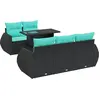 Image de vidaXL Ensemble de salon de jardin 6 pièces avec coussins noir poly rotin