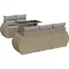Image de vidaXL Ensemble de salon de jardin 6 pièces avec coussins Beige Poly Rattan