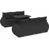 Image de vidaXL Ensemble de salon de jardin 7 pièces avec coussins noir poly rotin