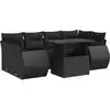 Image de vidaXL Ensemble de salon de jardin 7 pièces avec coussins noir poly rotin