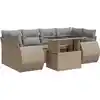 Image de vidaXL Ensemble de salon de jardin 7 pièces avec coussins Beige Poly Rattan