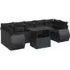 Image de vidaXL Ensemble de jardin canapé 8 pièces avec coussins noir poly rotin