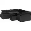 Image de vidaXL Ensemble de salon de jardin 9 pièces avec coussins noir poly rotin