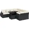 Image de vidaXL Ensemble de salon de jardin 9 pièces avec coussins noir poly rotin
