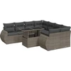 Image de vidaXL Ensemble de salon de jardin 9 pièces avec coussins Gris Poly rotin