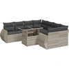 Image de vidaXL Ensemble de salon de jardin 9 pièces avec coussins gris clair Poly rotin