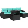Image de vidaXL Ensemble de salon de jardin 6 pièces avec coussins noir poly rotin