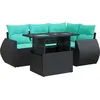 Image de vidaXL Ensemble de salon de jardin 5 pièces avec coussins Noir Poly rotin Acacia