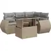 Image de vidaXL Ensemble de salon de jardin 5 pièces avec coussins Beige Poly Rattan