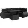 Image de vidaXL Ensemble de salon de jardin 6 pièces avec coussins noir poly rotin