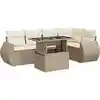 Image de vidaXL Ensemble de salon de jardin 6 pièces avec coussins Beige Poly Rattan
