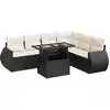 Image de vidaXL Ensemble de salon de jardin 7 pièces avec coussins noir poly rotin