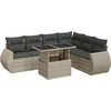 Image de vidaXL Ensemble de salon de jardin 7 pièces avec coussins gris clair Poly rotin