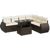 Image de vidaXL Ensemble de salon de jardin 7 pièces avec coussins Marron Poly rotin