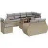 Image de vidaXL Ensemble de salon de jardin 9 pièces avec coussins beige Poly rotin