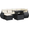 Image de vidaXL Ensemble de salon de jardin 7 pièces avec coussins noir poly rotin