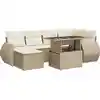 Image de vidaXL Ensemble de salon de jardin 7 pièces avec coussins Beige Poly Rattan