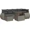 Image de vidaXL Ensemble de salon de jardin 7 pièces avec coussins Gris Poly rotin