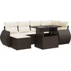 Image de vidaXL Ensemble de salon de jardin 7 pièces avec coussins Marron Poly rotin