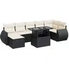 Image de vidaXL Ensemble de jardin canapé 8 pièces avec coussins noir poly rotin