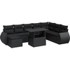 Image de vidaXL Ensemble de salon de jardin 9 pièces avec coussins noir poly rotin