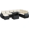 Image de vidaXL Ensemble de salon de jardin 9 pièces avec coussins noir poly rotin