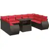 Image de vidaXL Ensemble de salon de jardin 10 pièces avec coussins Marron Poly rotin Acacia