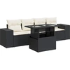 Image de vidaXL Ensemble de salon de jardin 5 pièces avec coussins noir poly rotin