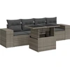 Image de vidaXL Ensemble de salon de jardin 5 pièces avec coussins Gris Poly rotin