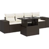 Image de vidaXL Ensemble de salon de jardin 5 pièces avec coussins Marron Poly Rattan