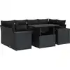 Image de vidaXL Ensemble de salon de jardin 7 pièces avec coussins noir poly rotin