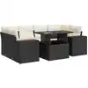 Image de vidaXL Ensemble de salon de jardin 7 pièces avec coussins noir poly rotin