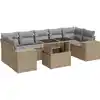 Image de vidaXL Ensemble de jardin canapé 8 pièces avec coussins Beige Poly Rattan