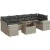 Image de vidaXL Ensemble de jardin canapé 8 pièces avec coussins gris clair Poly rotin