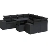 Image de vidaXL Ensemble de salon de jardin 9 pièces avec coussins noir poly rotin
