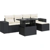 Image de vidaXL Ensemble de salon de jardin 6 pièces avec coussins noir poly rotin