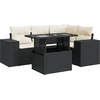 Image de vidaXL Ensemble de salon de jardin 5 pièces avec coussins noir poly rotin