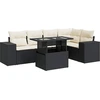 Image de vidaXL Ensemble de salon de jardin 6 pièces avec coussins noir poly rotin