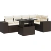 Image de vidaXL Ensemble de salon de jardin 6 pièces avec coussins Marron Poly Rattan