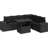 Image de vidaXL Ensemble de salon de jardin 7 pièces avec coussins noir poly rotin