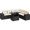 Image de vidaXL Ensemble de salon de jardin 7 pièces avec coussins noir poly rotin