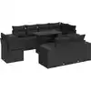 Image de vidaXL Ensemble de salon de jardin 9 pièces avec coussins noir poly rotin