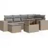 Image de vidaXL Ensemble de salon de jardin 7 pièces avec coussins Beige Poly Rattan